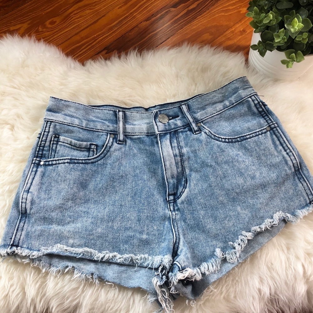 Bullhead Denim High-Rise Distressed Denim Shorts